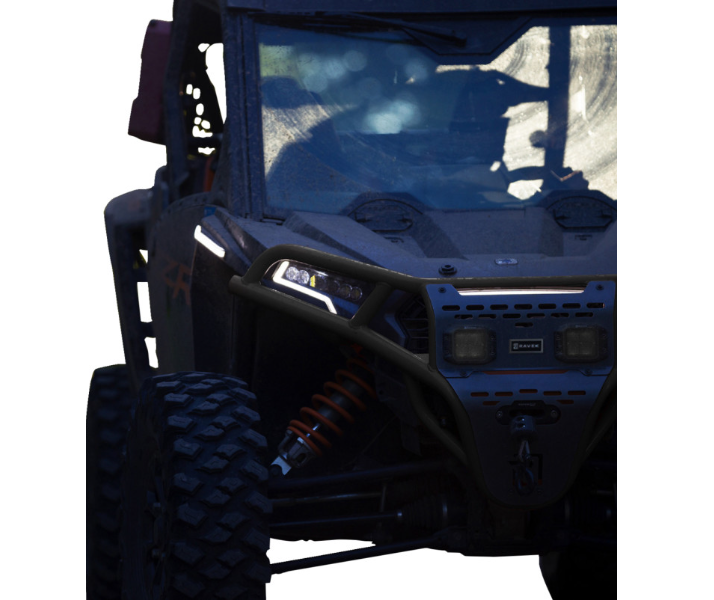 Ravek - Front Bumper/Skid Plate with White Lights - Black - RZR XP 1000