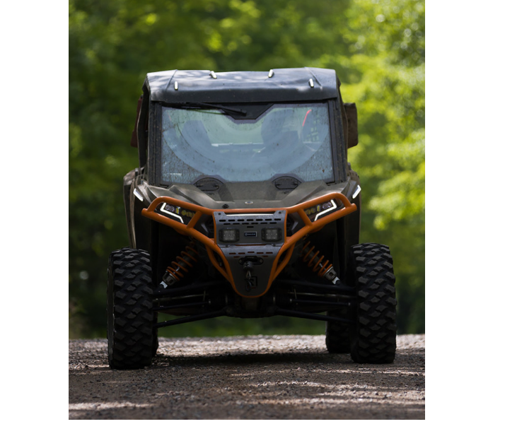 Ravek - Front Bumper/Skid Plate with White Lights - Orange -Polaris - RZR XP 1000