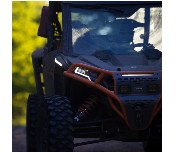 Ravek - Front Bumper/Skid Plate with Amber Lights - Orange -Polaris - RZR XP 1000