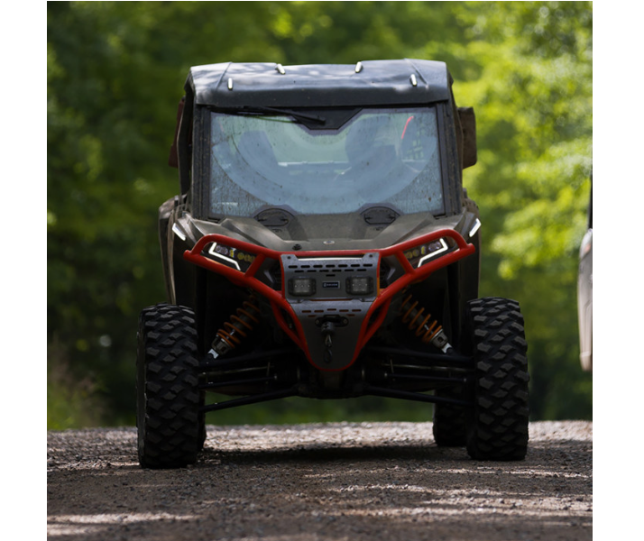 Ravek - Front Bumper/Skid Plate with White Lights -Polaris - Red - RZR XP 1000