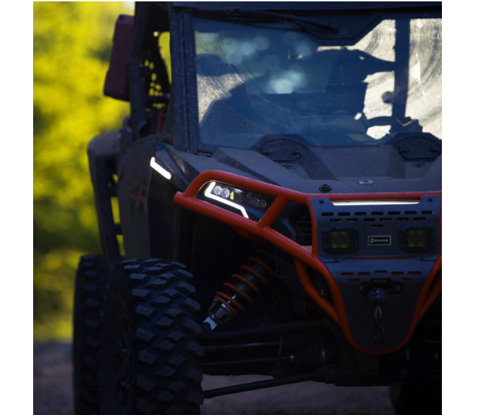 Ravek - Front Bumper/Skid Plate with Amber Lights - Polaris -Red - RZR XP 1000