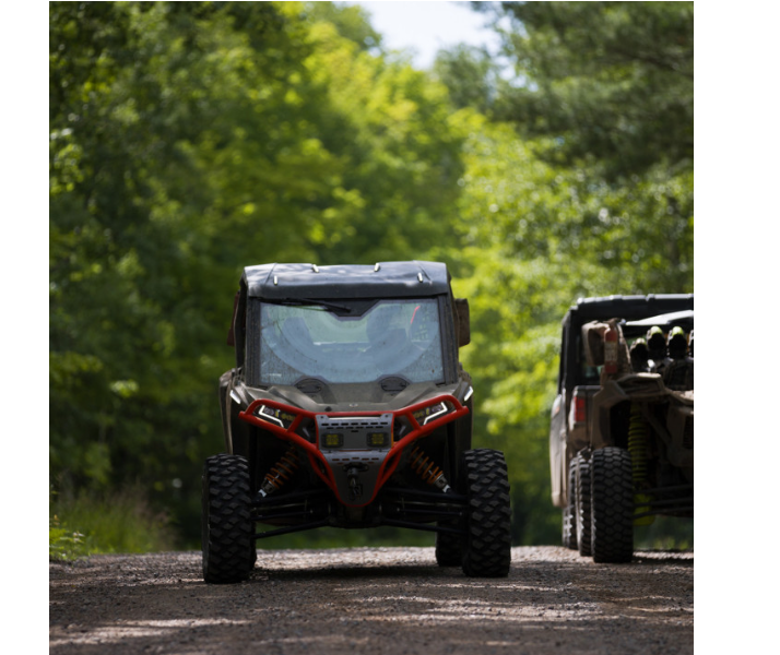 Ravek - Front Bumper/Skid Plate with Amber Lights - Polaris -Red - RZR XP 1000