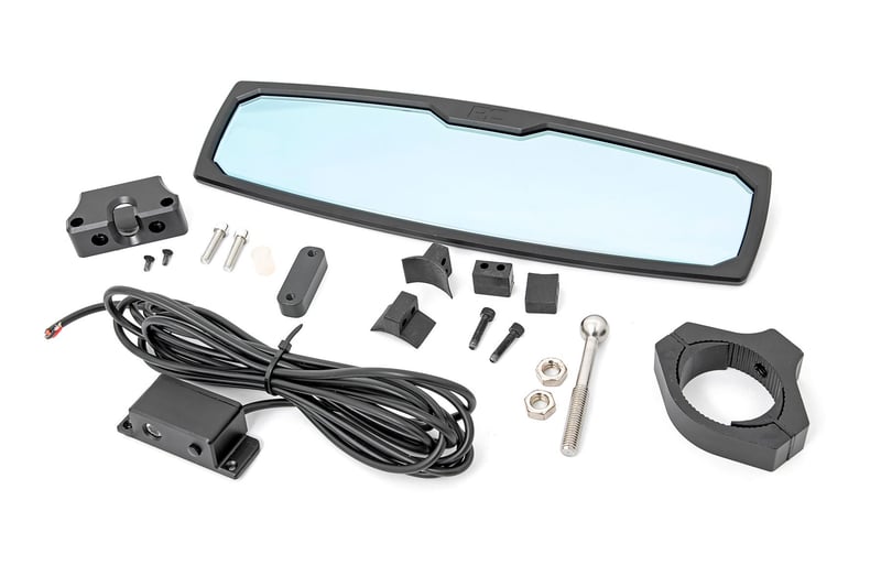 Rough Country - UTV Aluminum Rear View Mirror - Dome Light| 12" | 1.75-2" Mount