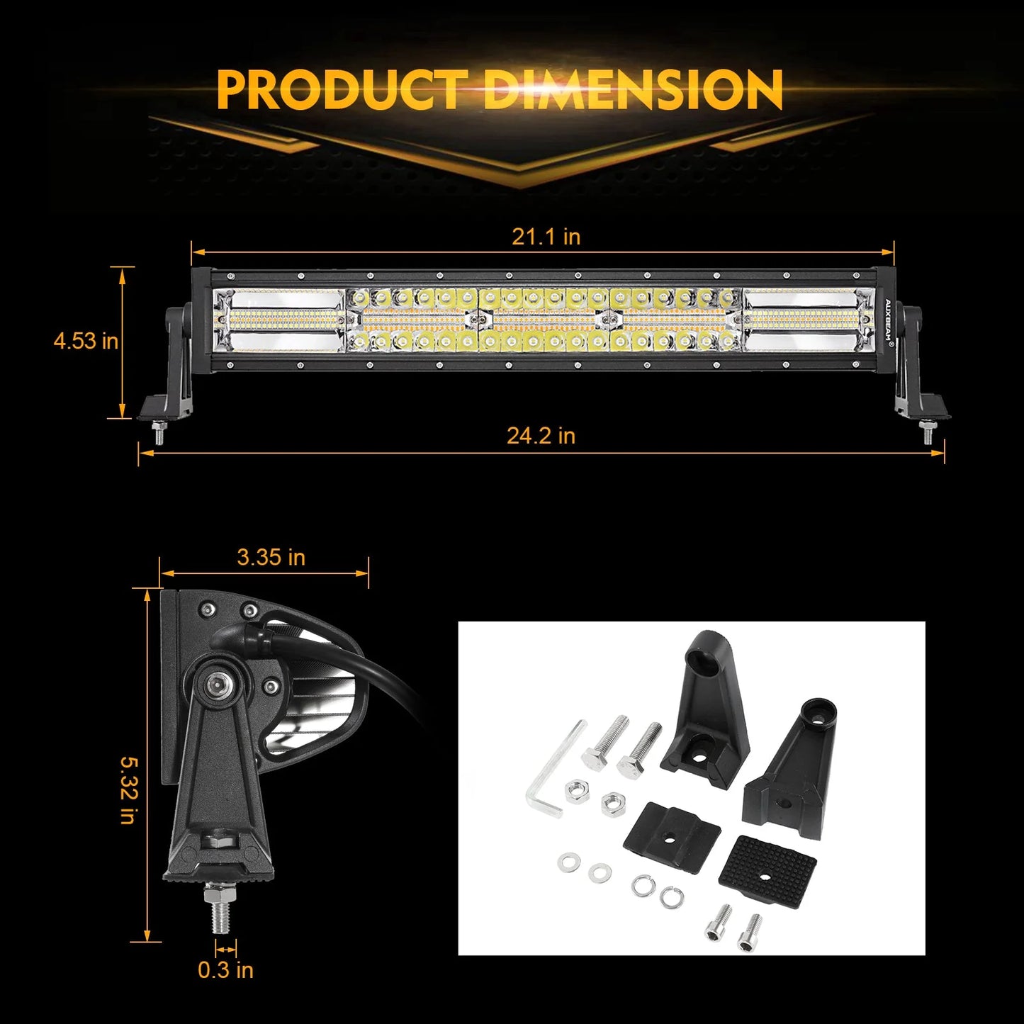 32" WHITE & AMBER STRAIGHT | OFF ROAD LED LIGHT BAR