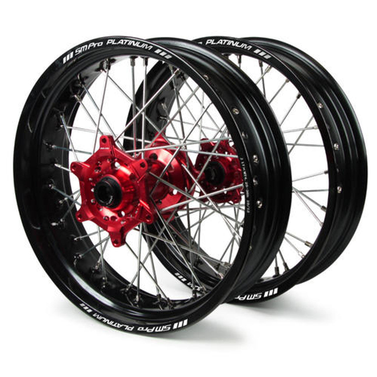 Beta - Dubya Supermoto Wheel Set Red Hub, Black Rim, Red Nips