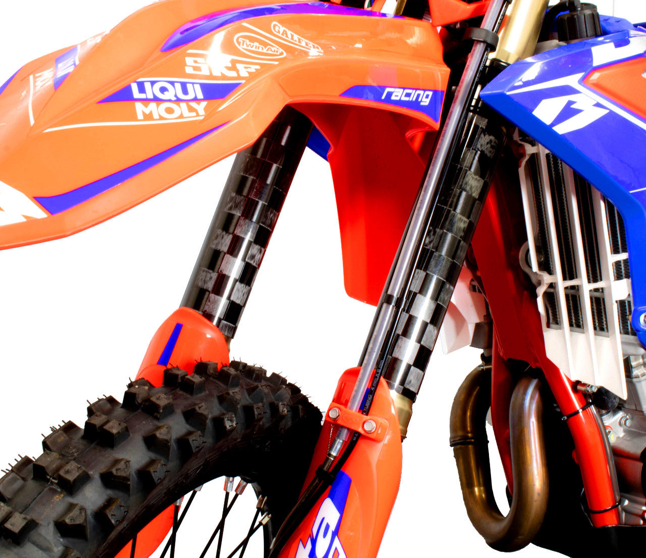 Beta USA Carbon Fiber Fork Guards, Checkered Pattern