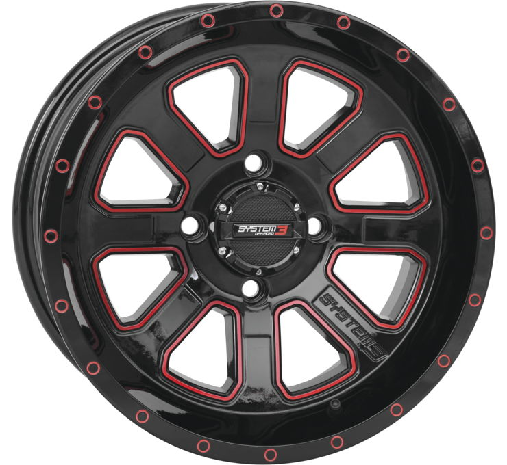 SYSTEM 3 | ST-4 | BLACK + RED - 14X7 - 4/110 - 2+5