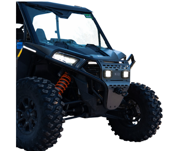 Ravek - Front Bumper/Skid Plate with White Lights - Black - RZR XP 1000