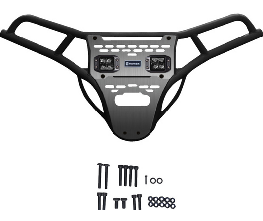 Ravek - Front Bumper/Skid Plate with White Lights - Black - RZR XP 1000