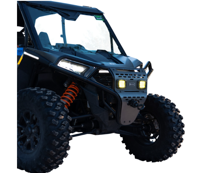 Ravek - Front Bumper/Skid Plate with Amber Lights - Black - Polaris - RZR XP 1000