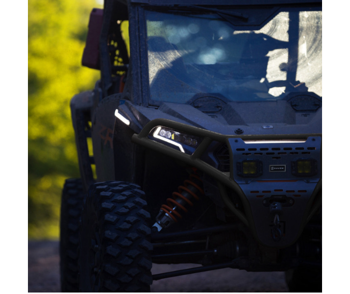 Ravek - Front Bumper/Skid Plate with Amber Lights - Black - Polaris - RZR XP 1000
