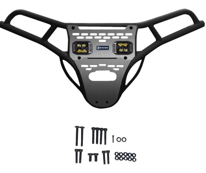 Ravek - Front Bumper/Skid Plate with Amber Lights - Black - Polaris - RZR XP 1000