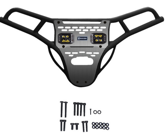 Ravek - Front Bumper/Skid Plate with Amber Lights - Black - Polaris - RZR XP 1000