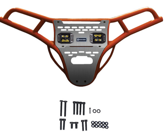 Ravek - Front Bumper/Skid Plate with Amber Lights - Orange -Polaris - RZR XP 1000