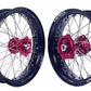Beta - Dubya Supermoto Wheel Set Red Hub, Black Rim, Red Nips