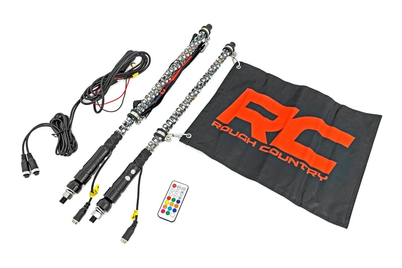 Rough Country - LED Light Whip Kit - 2 ft | Multi-Color | 2-pc