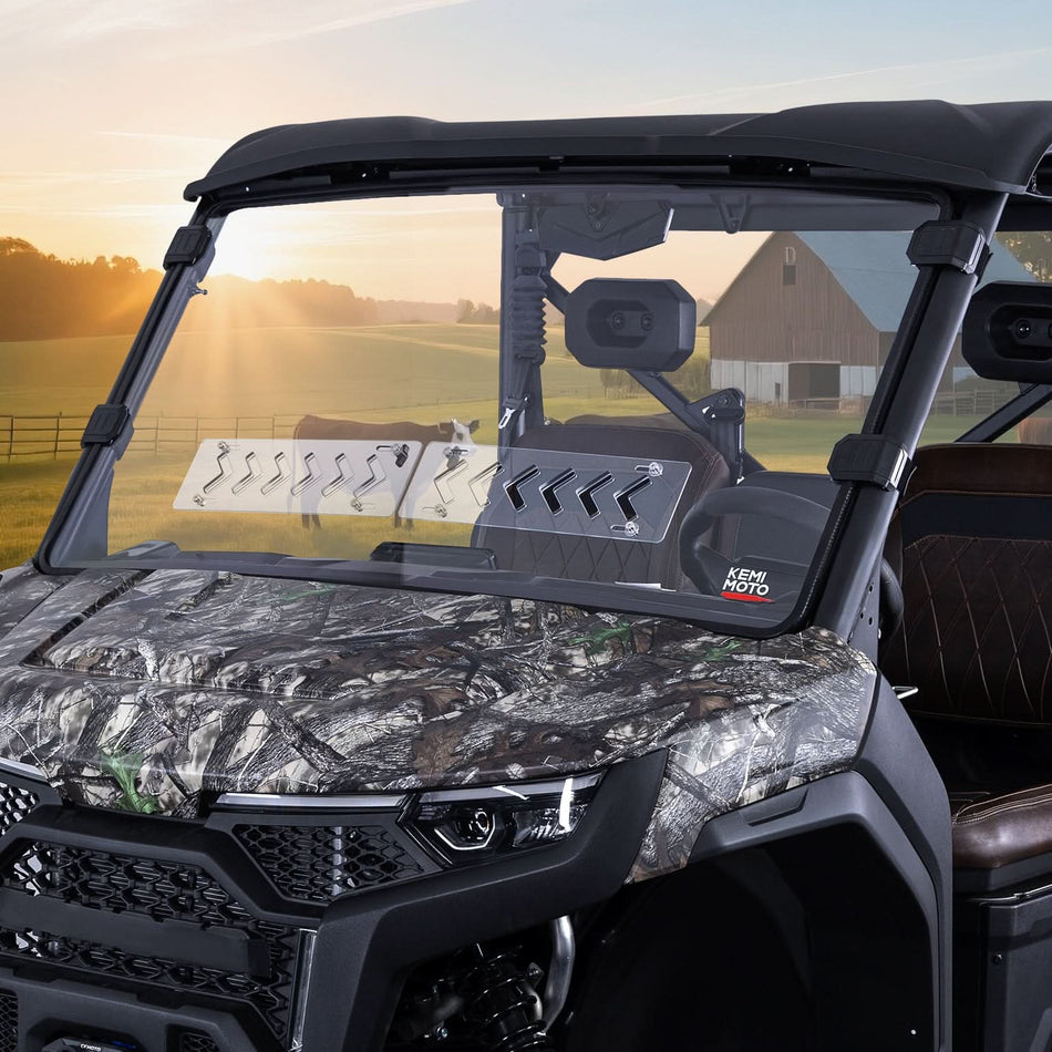 KEMIMOTO - 2-in-1 Vented Front Windshield for CFMOTO UFORCE U10 Pro|XL