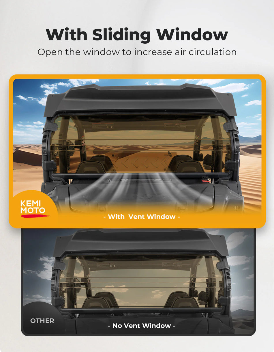 KEMIMOTO - Tinted Rear Windshield w/Sliding Window for 2023+ CFMOTO ZForce 950 Sport | 800 Trail