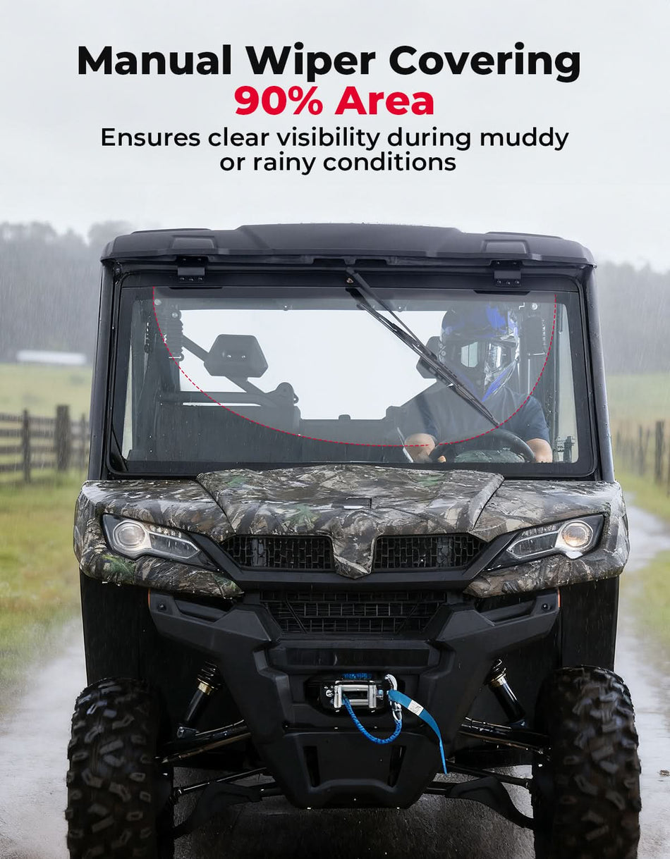 KEMIMOTO - UTV Glass Windshield with Wipers for CFMOTO UForce 1000| 1000 XL