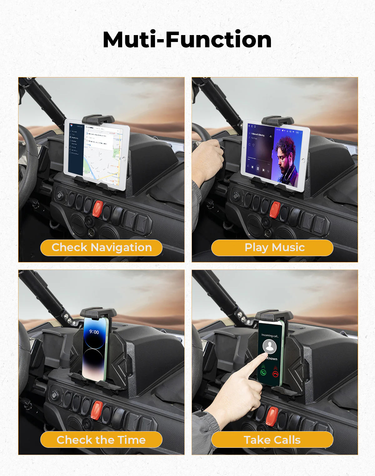 KEMIMOTO Tablet Device Holder Mount – For CFMOTO ZForce 950 Sport / Trail 2023-2025