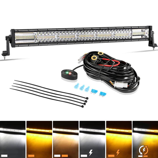 AUXBEAM - 6 Modes Series 22 Inch/30 Inch/42 Inch/50 Inch White&Amber "CURVED" LED Light Bars