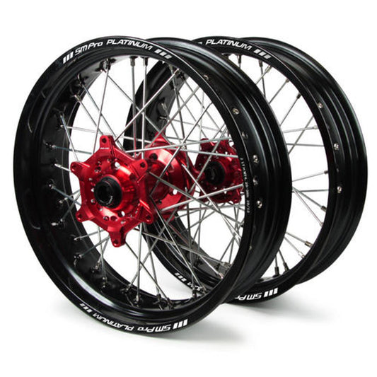 Beta - Dubya Supermoto Wheel Set Red Hub, Black Rim, Red Nips