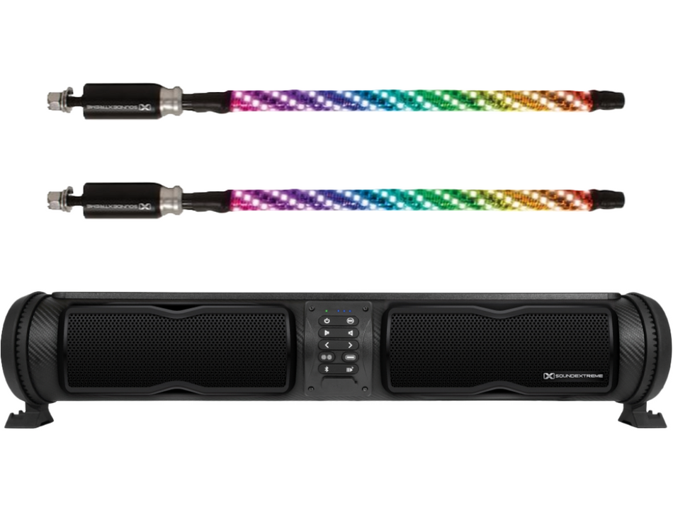 ECOXGEAR SOUNDEXTREME 28" ELITE SOUNDBAR W/ LEDCASTING + LED WHIP COMBO