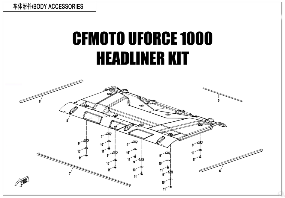 CFMOTO - UFORCE 1000 - FELT HEADLINER KIT