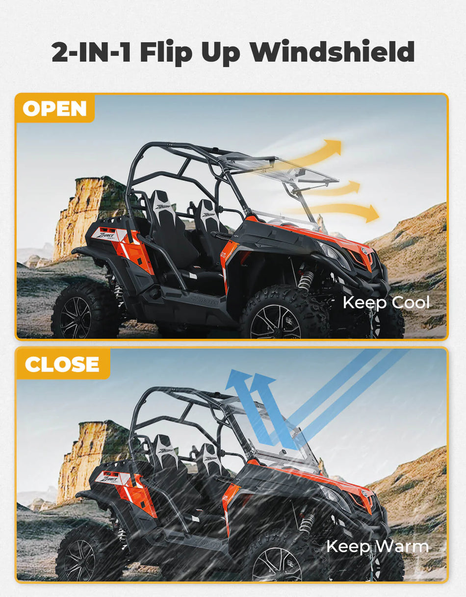 KEMIMOTO - Flip Up Windshield for CFMOTO ZFORCE 500 | 800 | 1000