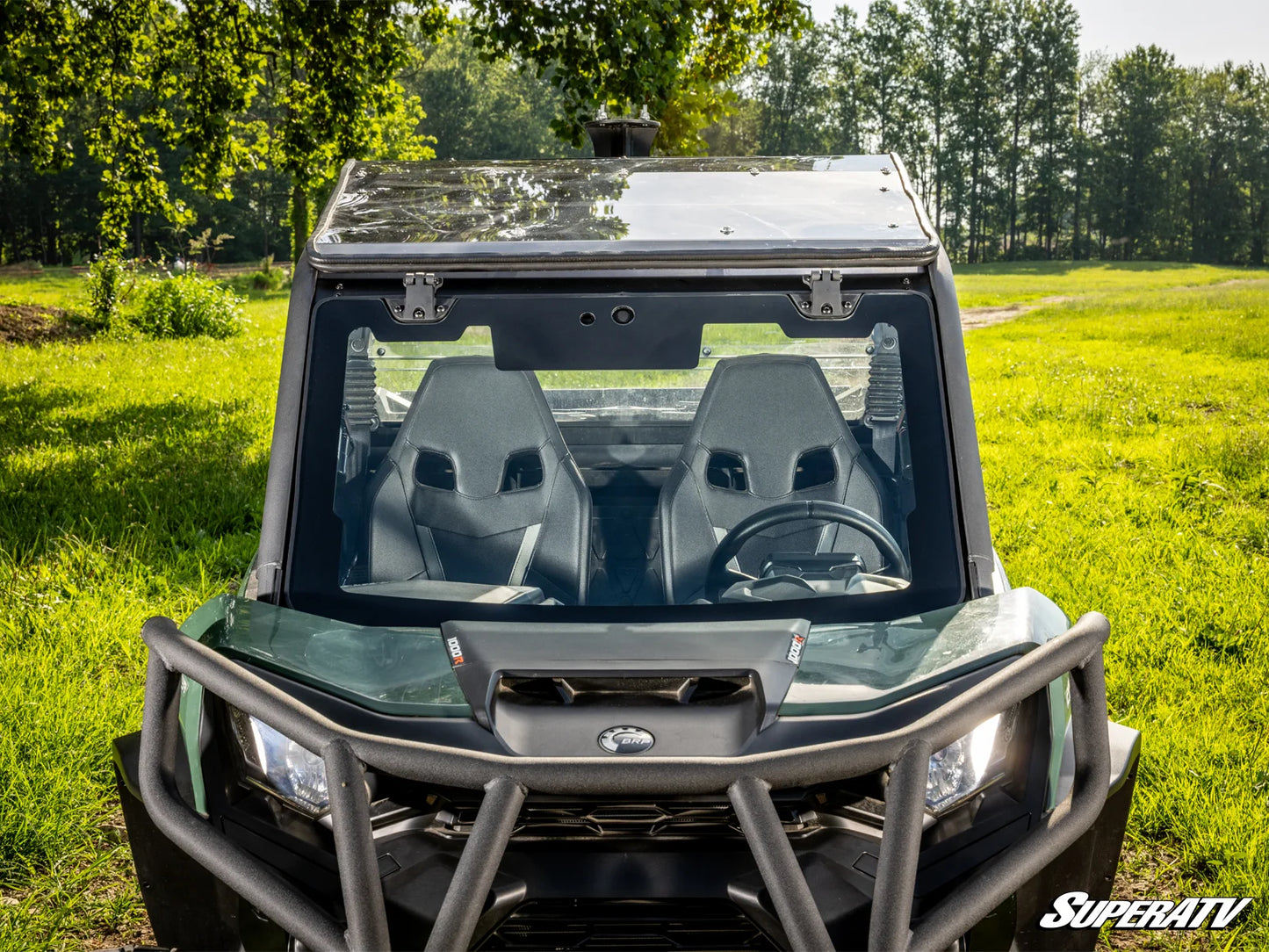 SuperATV - Can-Am Maverick Sport MaxDrive Power Flip Glass Windshield