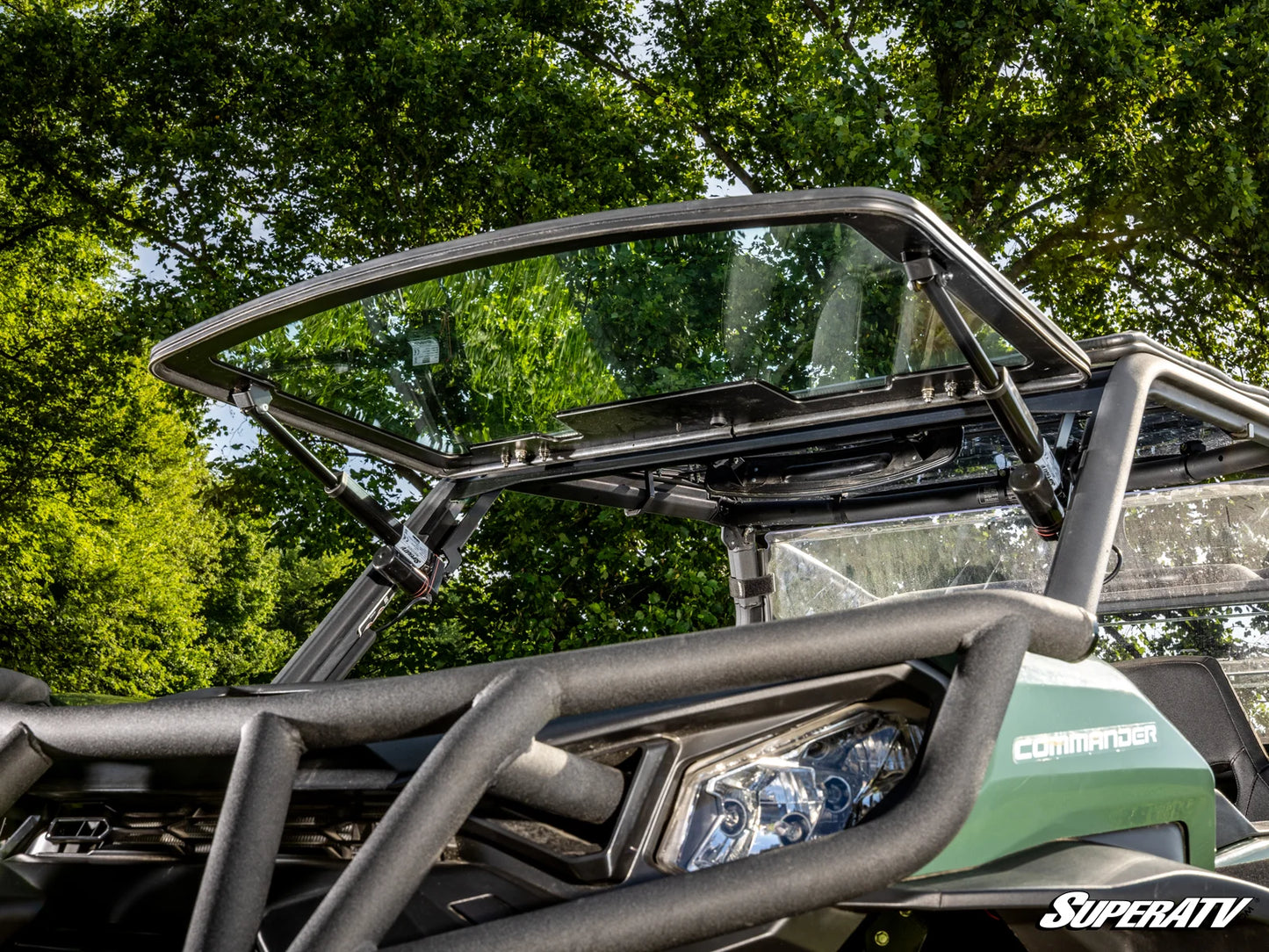 SuperATV - Can-Am Maverick Sport MaxDrive Power Flip Glass Windshield