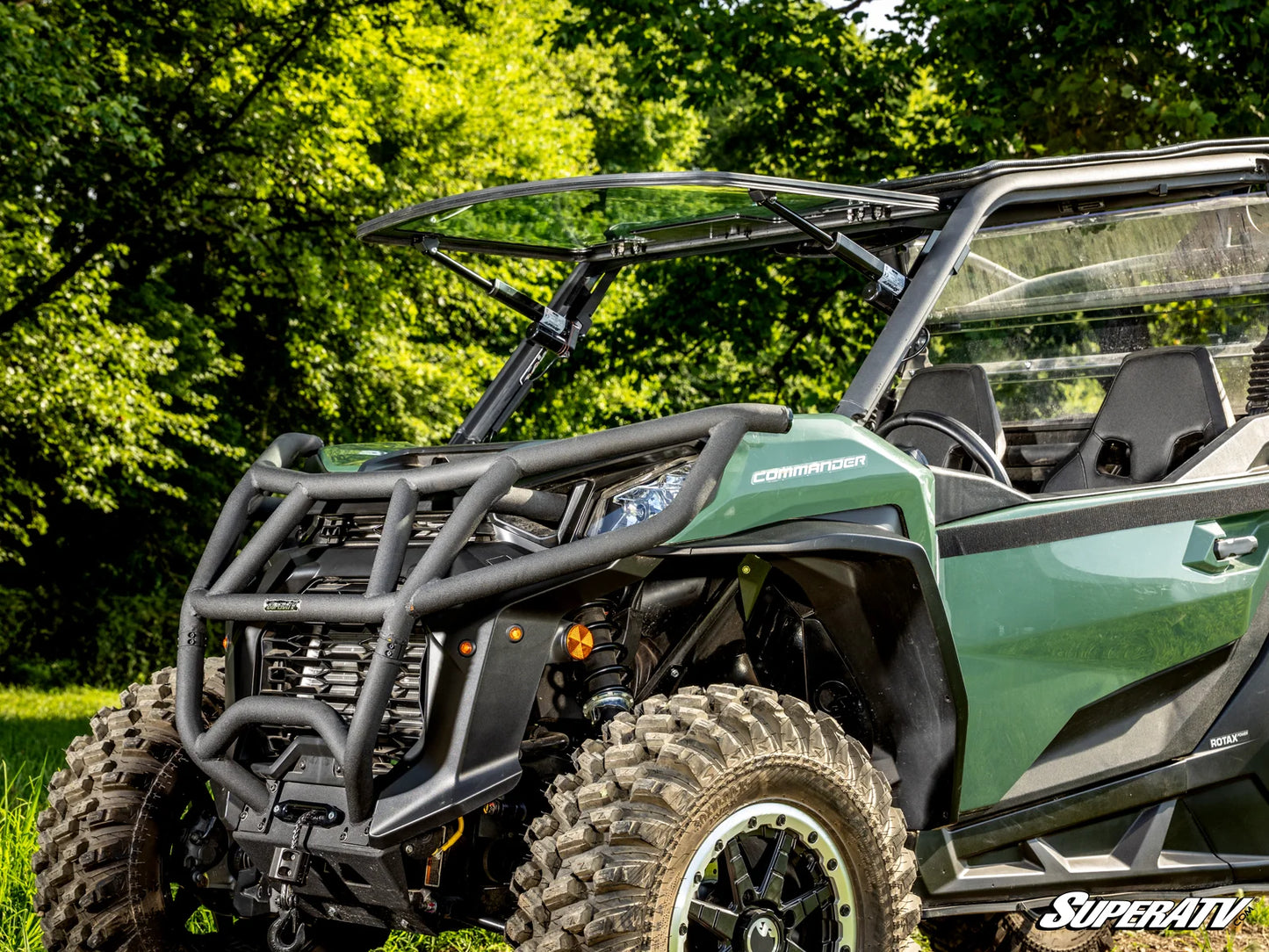 SuperATV - Can-Am Maverick Sport MaxDrive Power Flip Glass Windshield