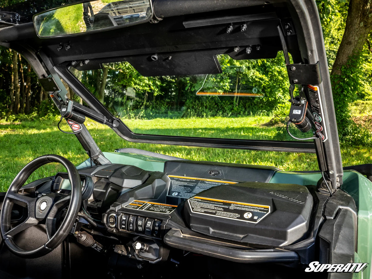 SuperATV - Can-Am Maverick Sport MaxDrive Power Flip Glass Windshield