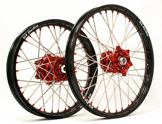 Beta - Dubya Wheel Set,125 RR, Red Hub, Black Rim, Red Nips