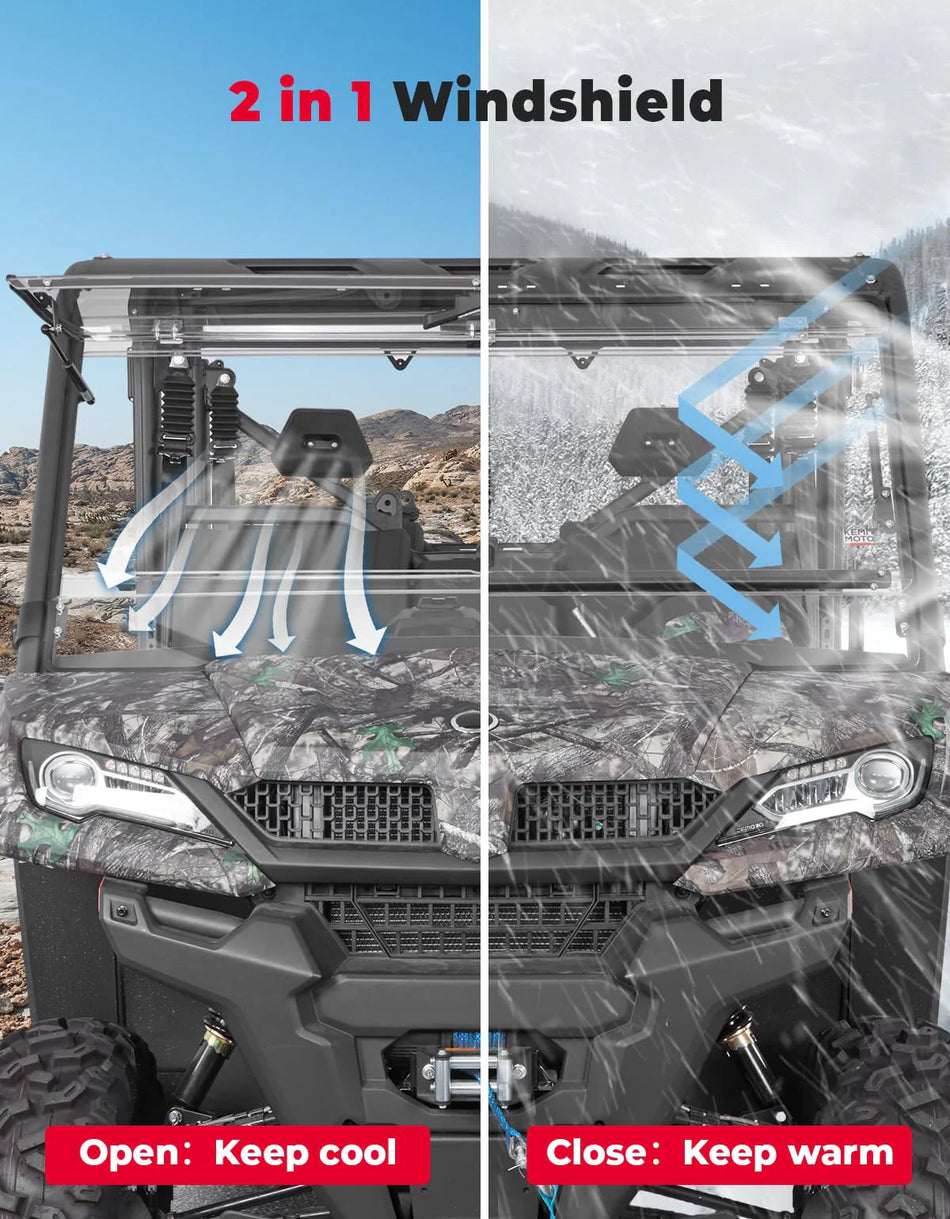 KEMIMOTO - 2-IN-1 Flip Windshield for CFMOTO UForce 1000 / 1000XL