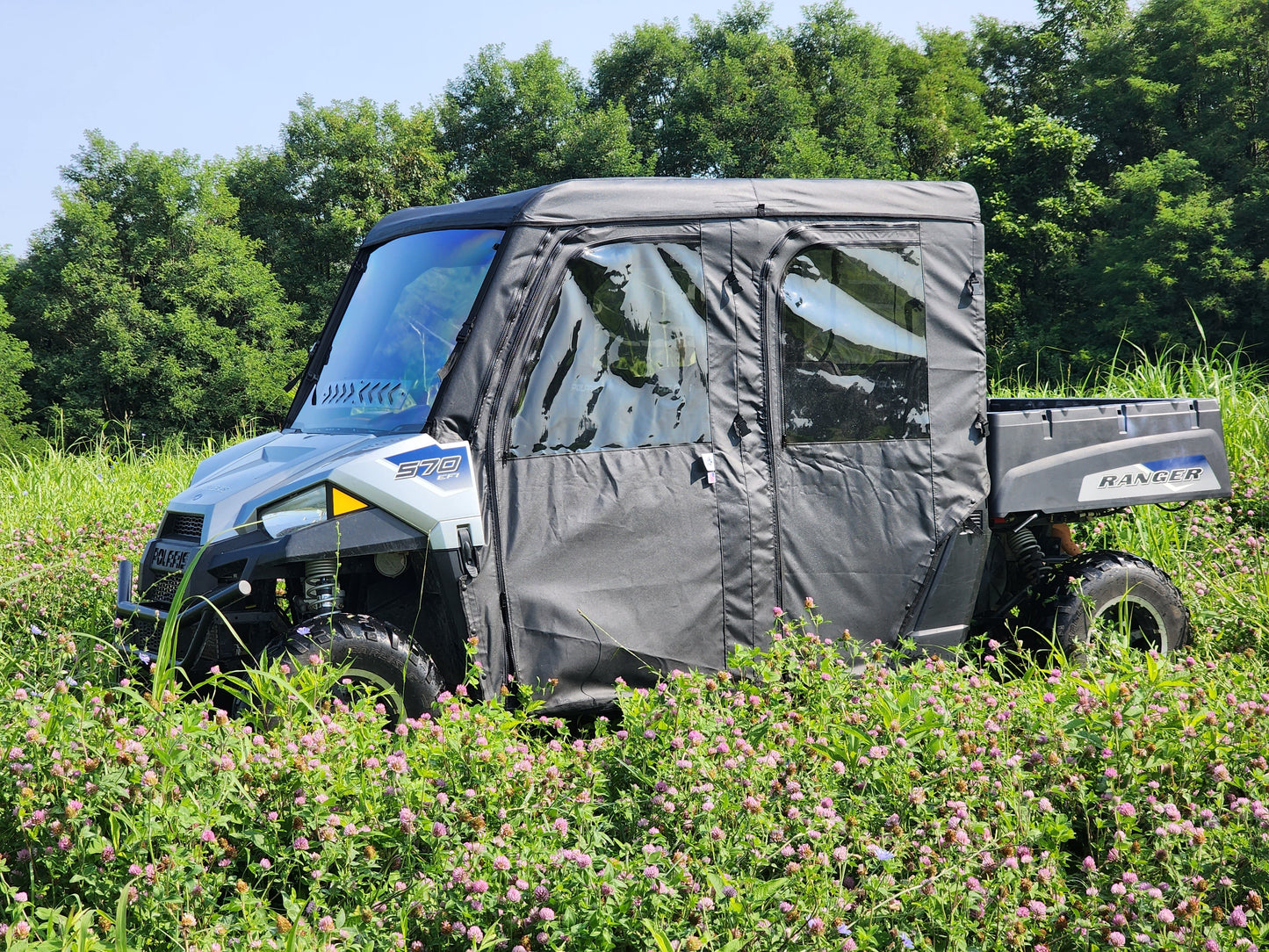 Polaris Ranger Crew 570 Mid Size - 4 Passenger - BLACK - Full Cab Enclosure for Hard Windshield - 3 Star UTV