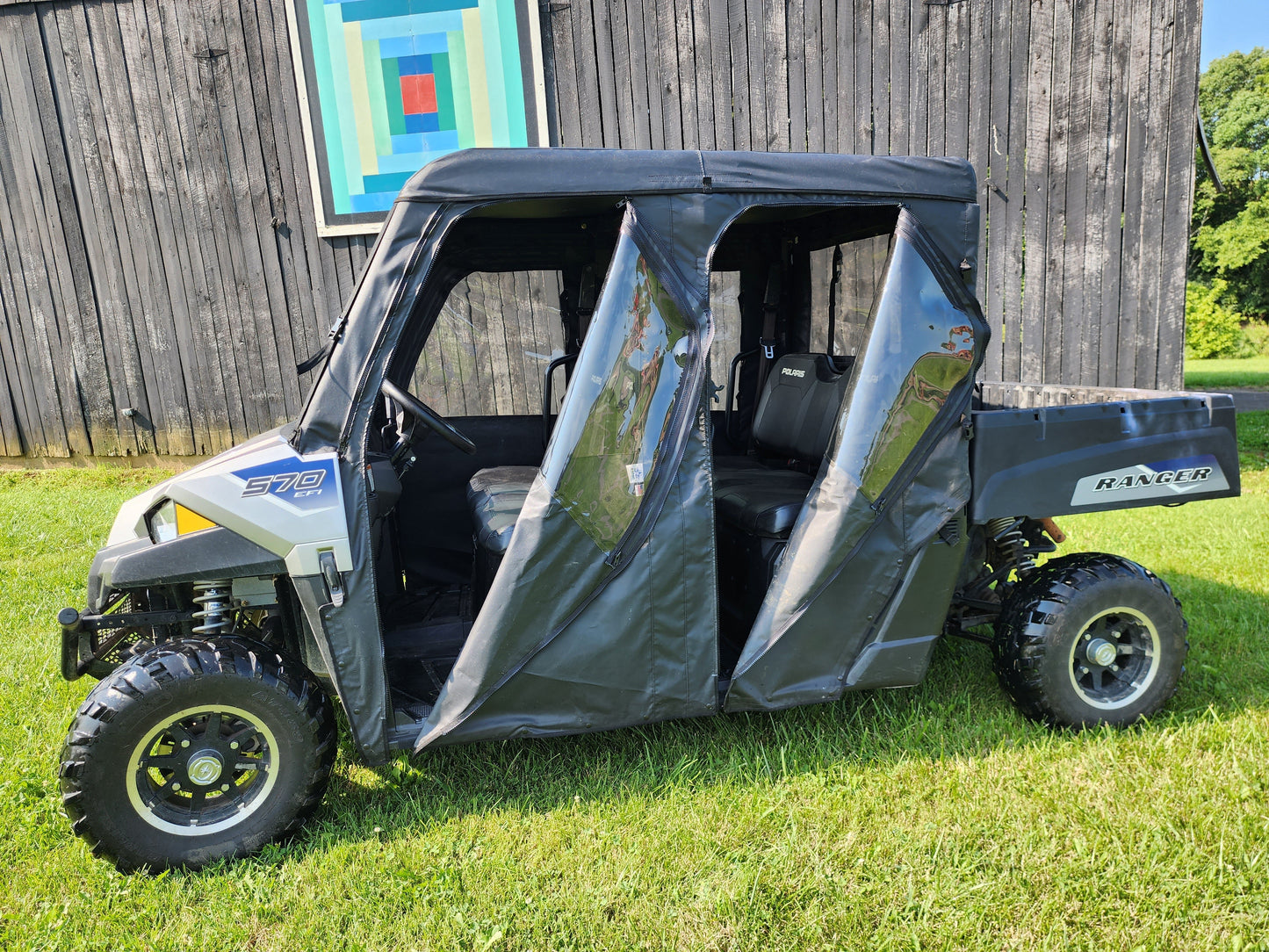 Polaris Ranger Crew 570 Mid Size - 4 Passenger - BLACK - Full Cab Enclosure for Hard Windshield - 3 Star UTV