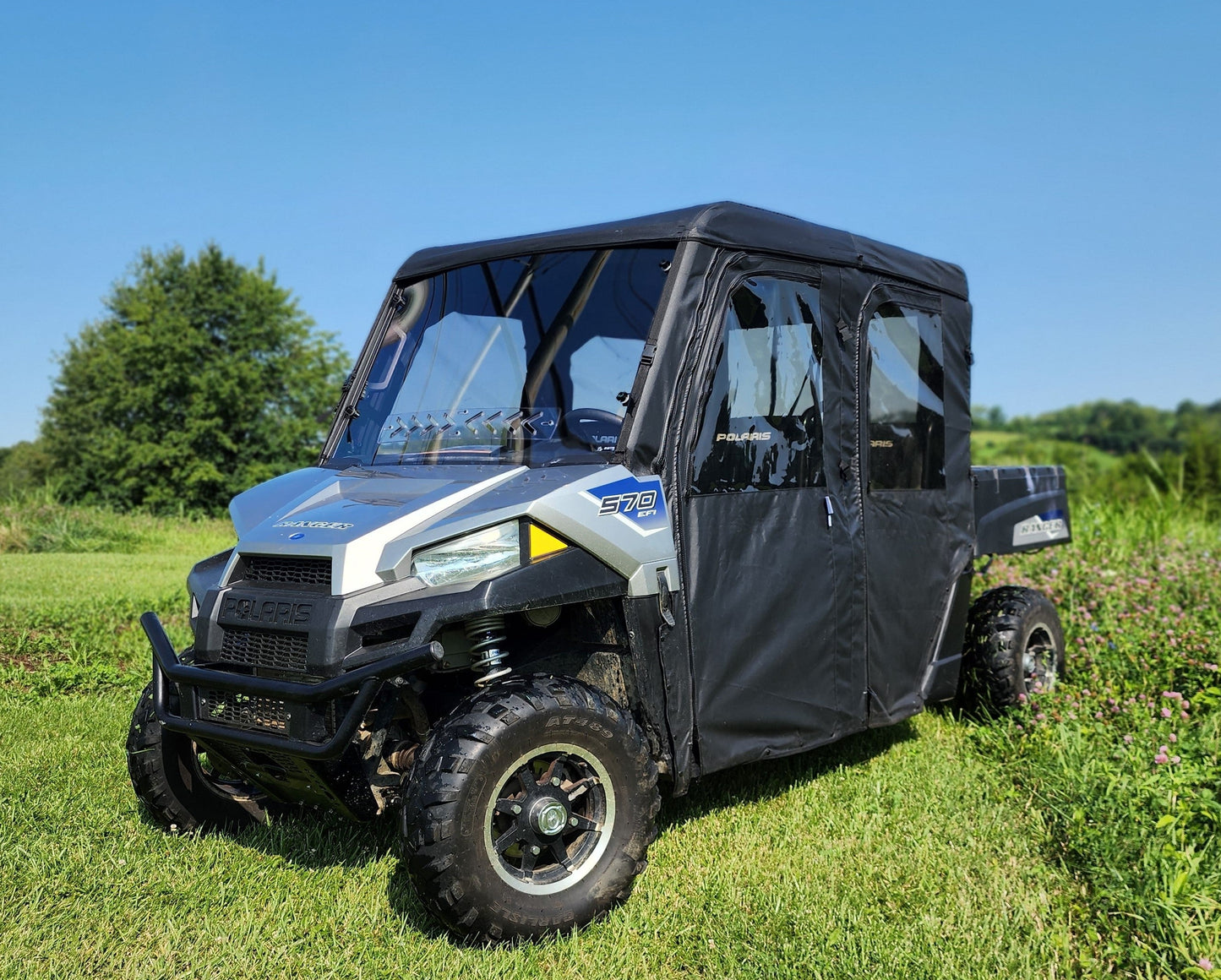 Polaris Ranger Crew 570 Mid Size - 4 Passenger - BLACK - Full Cab Enclosure for Hard Windshield - 3 Star UTV