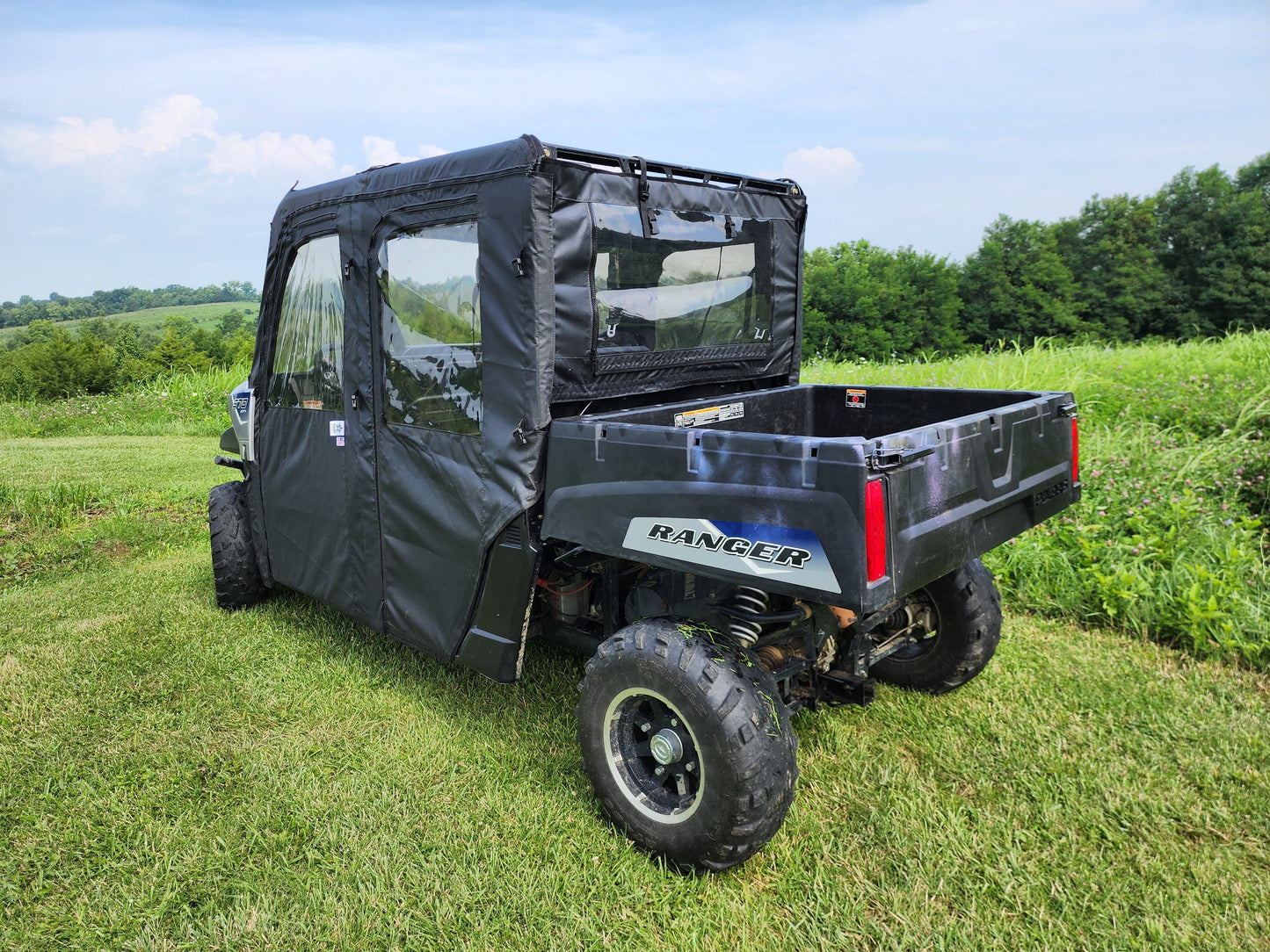 Polaris Ranger Crew 570 Mid Size - 4 Passenger - BLACK Full Cab Enclosure for Hard Windshield - 3 Star UTV