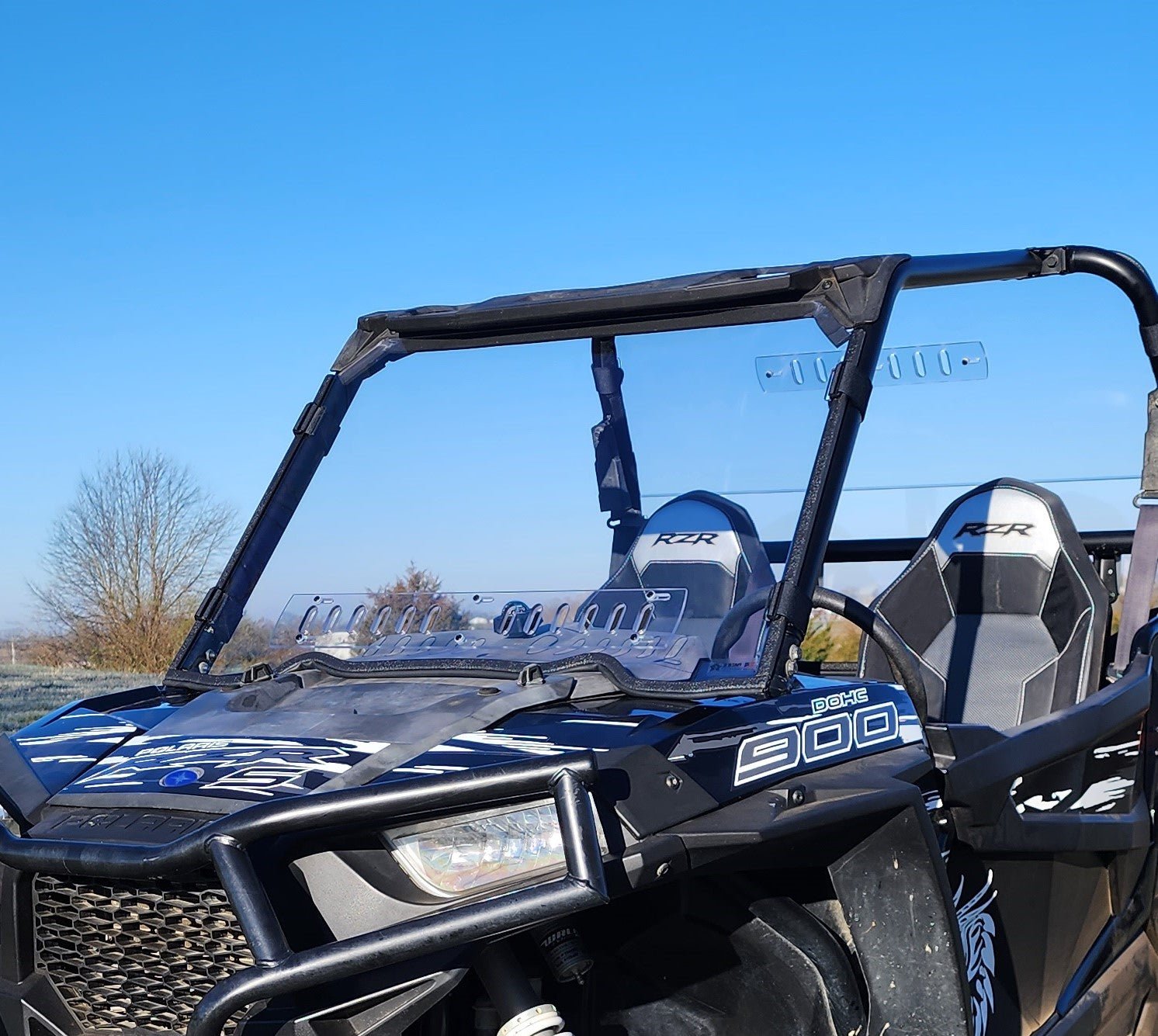 Polaris RZR 900 1-pc Windshield with Clamp & Vent Options - 3 Star UTV