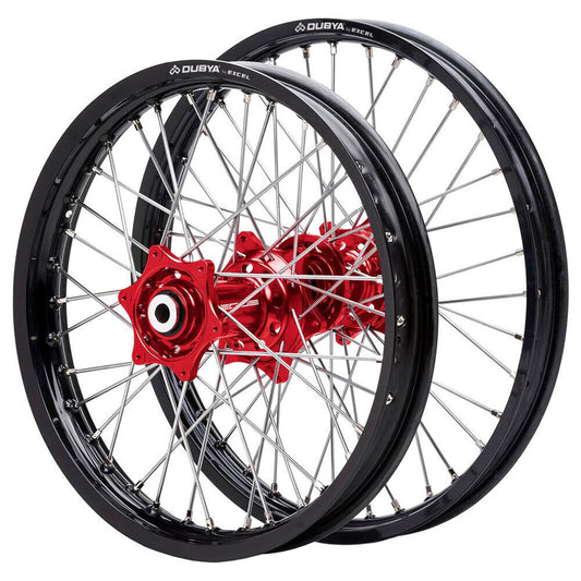 Beta - Dubya Wheel Set, 19" Rear Red Hub, Black Rim, Red Nips