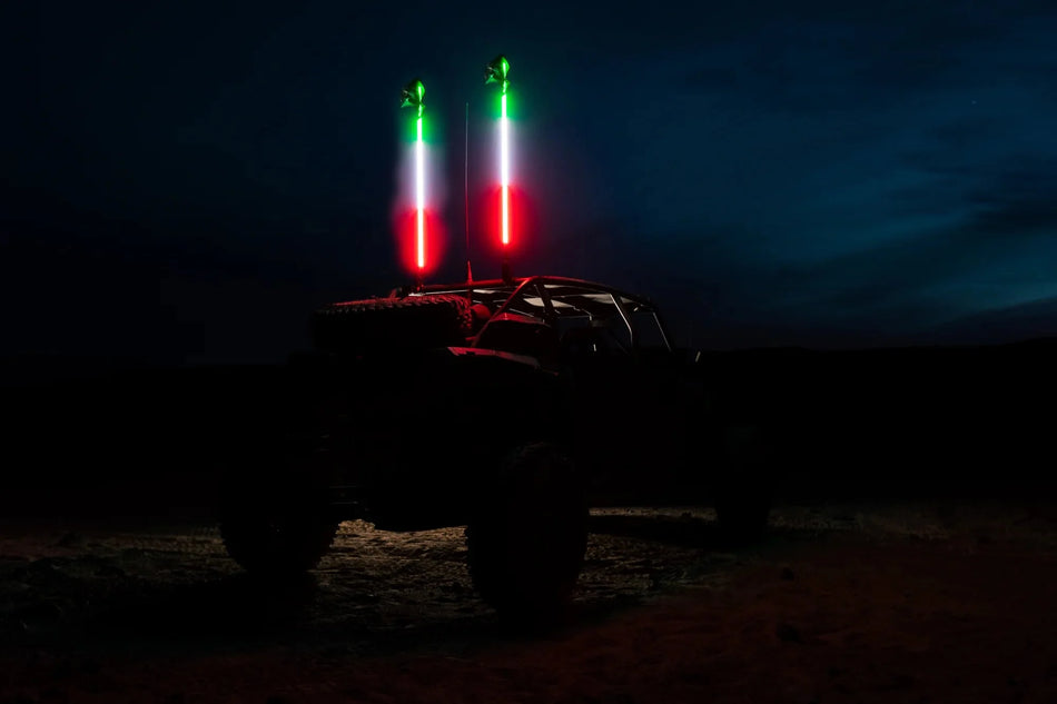 5150 Whips - Red/White/Green 4-Foot Hyper Color Whips (Singles) - 3 Star UTV