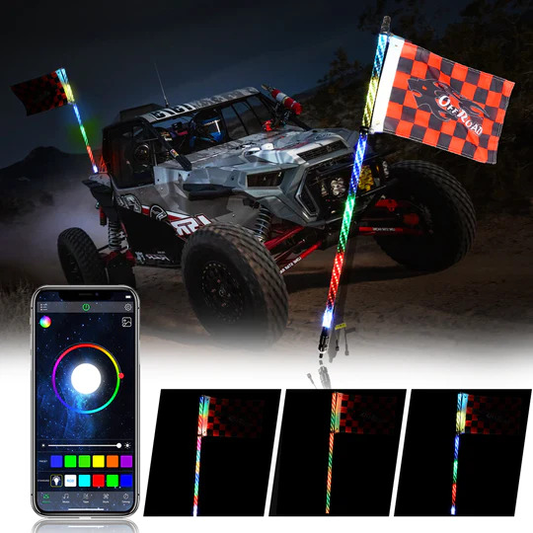 RGB LED WHIP LIGHT | BLUETOOTH CONTROLLED - 3 FT