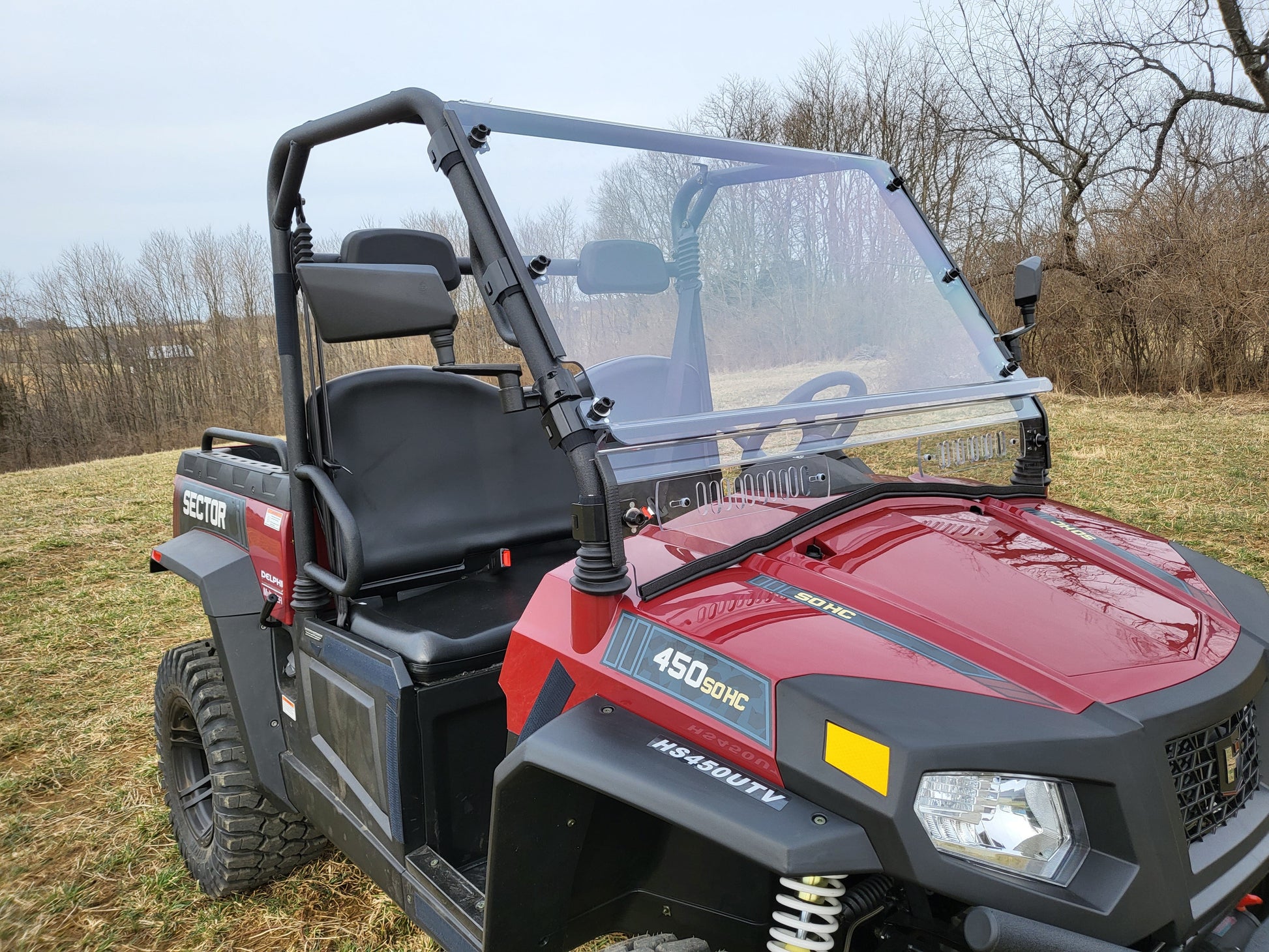 HiSun Sector 450 - 2 Pc Windshield with Optional Clamp-Vent-Hard Coat - 3 Star UTV