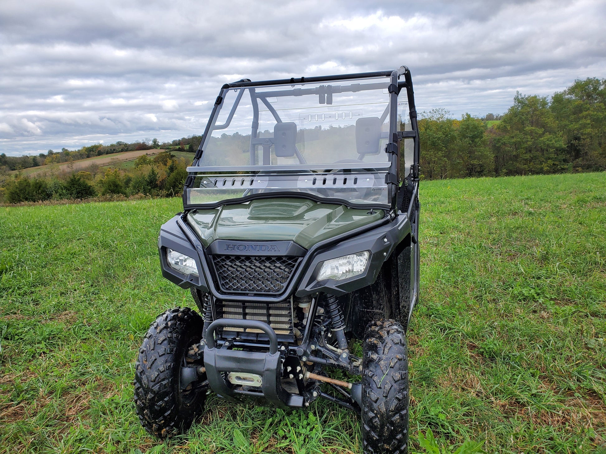 Honda Pioneer 500-520 - 2 Pc Windshield with Optional Vents-Clamps-Hard Coat  - 3 Star UTV