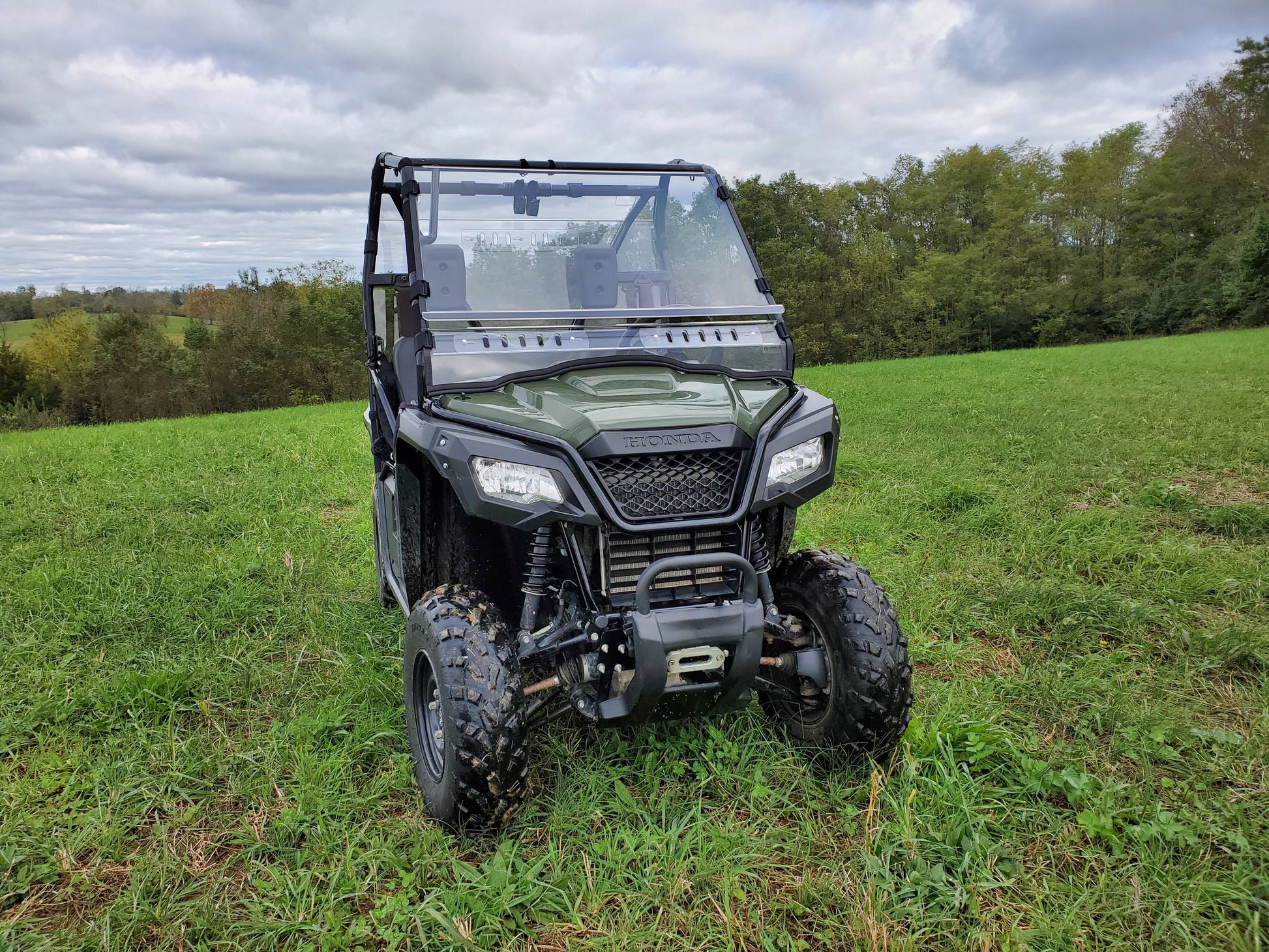 Honda Pioneer 500-520 - 2 Pc Windshield with Optional Vents-Clamps-Hard Coat  - 3 Star UTV