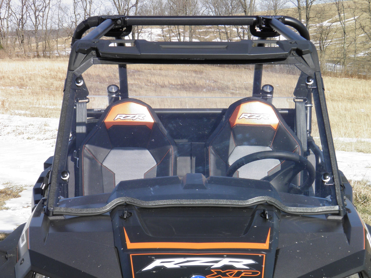 Polaris RZR 900 1-pc Scratch-Resistant Windshield with Clamp & Vent Options - 3 Star UTV