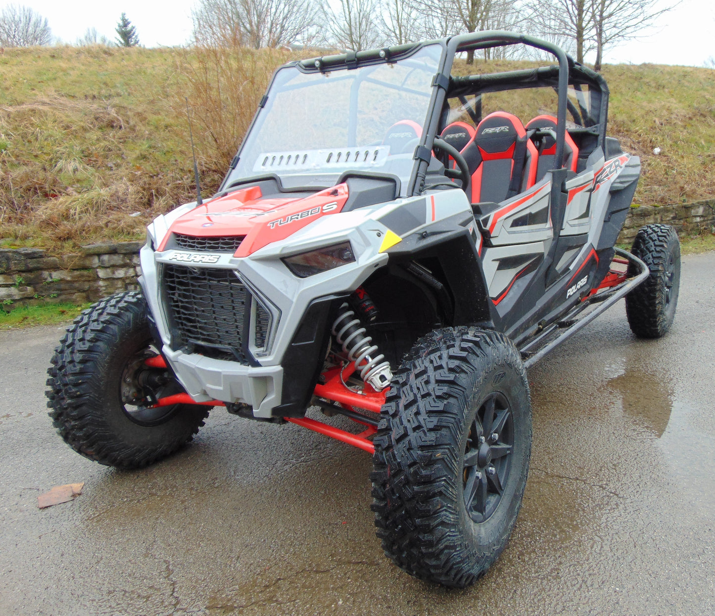 Polaris RZR XP 4 1000-XP 4 Turbo-1 Pc Scratch Resistant Windshield w-Vent and Clamp Options - 3 Star UTV